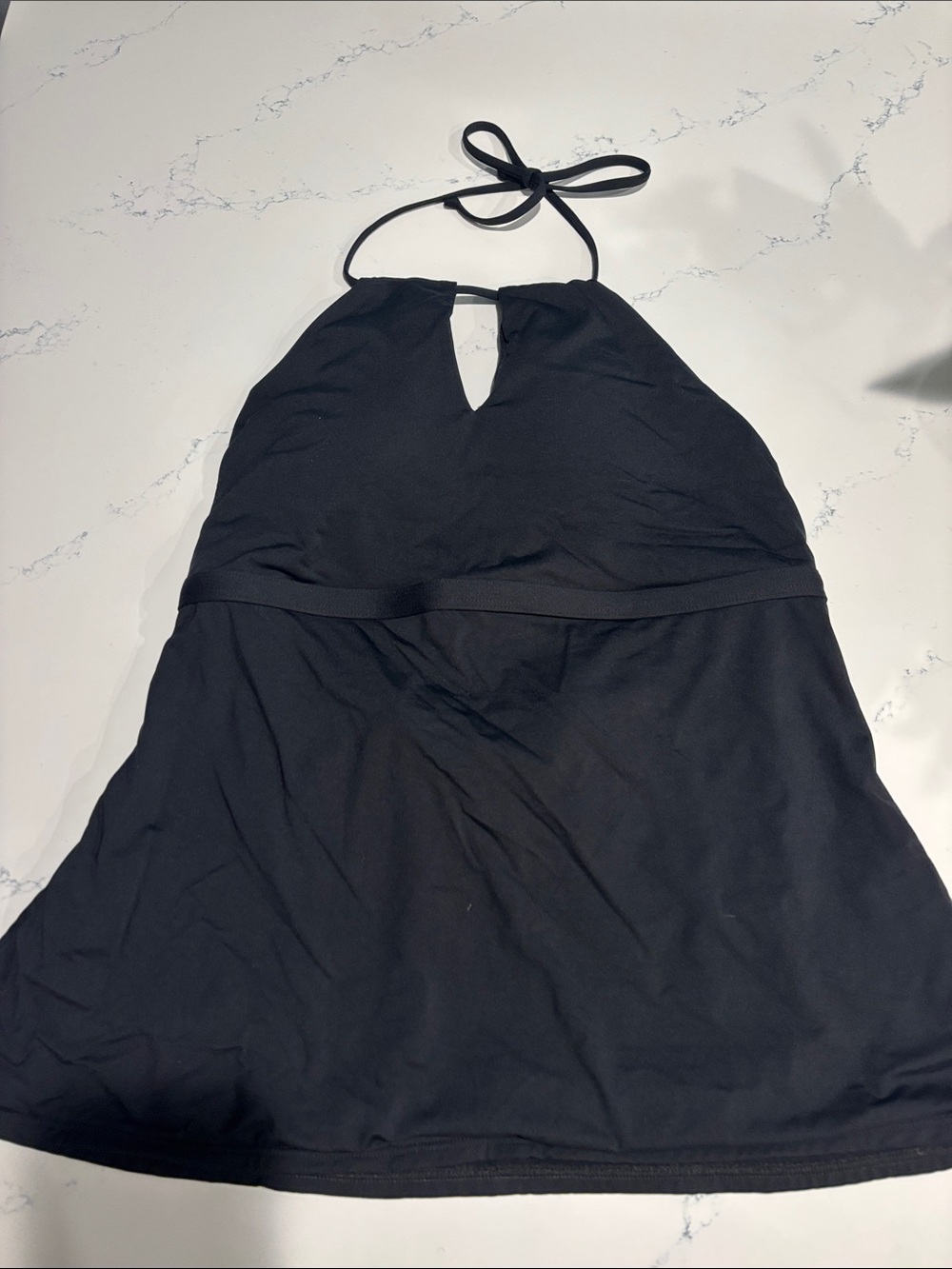 Athleta Black Strapless Tankini with Front Tie Accents